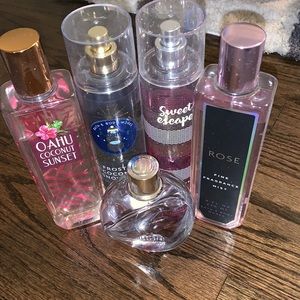 Five pack of slightly used perfumes (4 bath and body works and one holister)